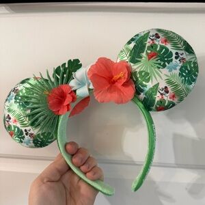 Disney Tropical Hello Summer Jungle Minnie/Mickey Mouse Floral Headband Ears